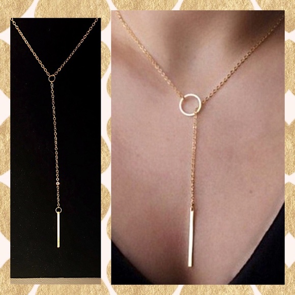🔥NEW !🔥 DAINTY GOLD BAR/CIRCLE NECKLACE TR… - Picture 2 of 4
